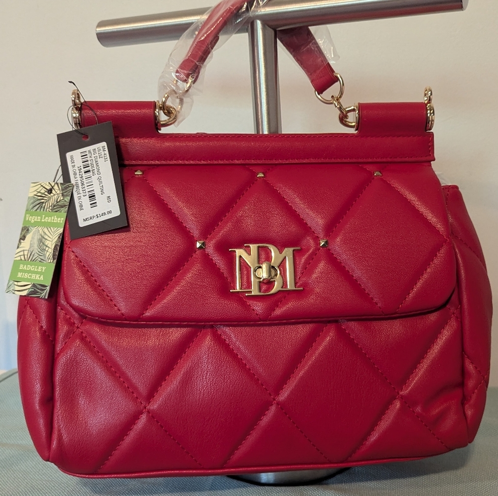 NWT Badgley Mischka Red Quilted Women's Bag